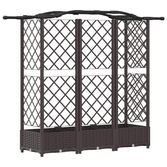 Pat Ridicat cu Trellis și Acoperiș Maro 163 x 40 x 126 cm PP WALTI