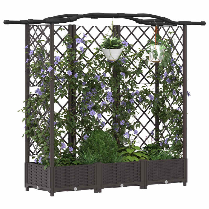 Pat Ridicat cu Trellis și Acoperiș Maro 163 x 40 x 126 cm PP WALTI
