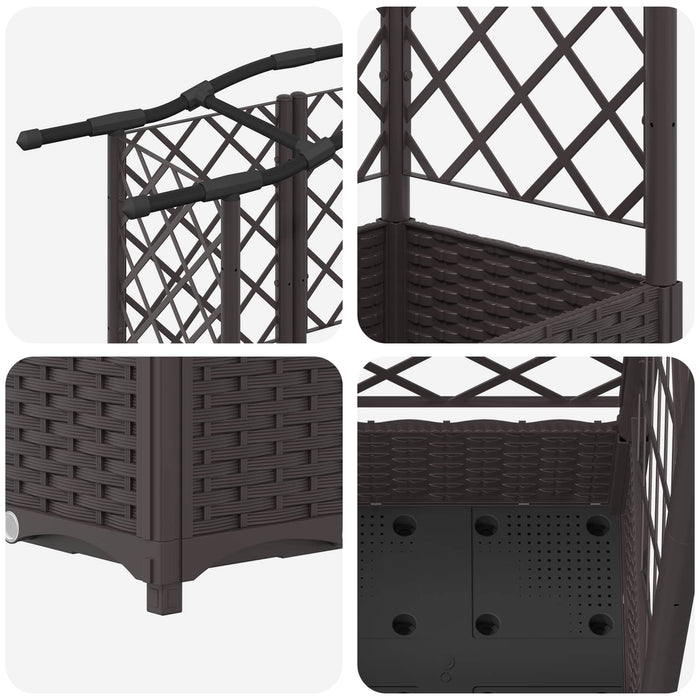 Pat Ridicat cu Trellis și Acoperiș Maro 203,5 x 40 x 125 cm PP WALTI