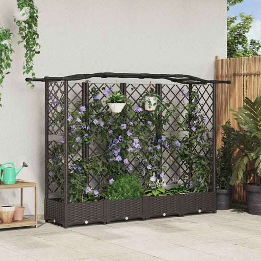 Pat Ridicat cu Trellis și Acoperiș Maro 203,5 x 40 x 125 cm PP - WALTI WALTI