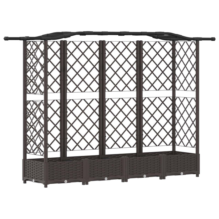 Pat Ridicat cu Trellis și Acoperiș Maro 203,5 x 40 x 125 cm PP WALTI