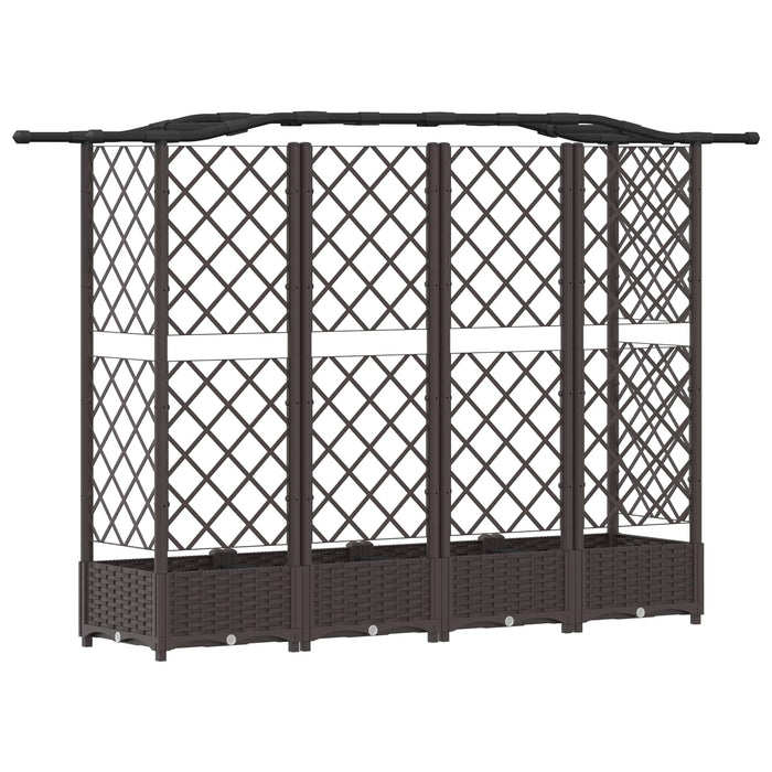 Pat Ridicat cu Trellis și Acoperiș Maro 203,5 x 40 x 125 cm PP WALTI