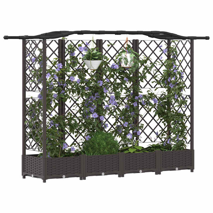 Pat Ridicat cu Trellis și Acoperiș Maro 203,5 x 40 x 125 cm PP WALTI