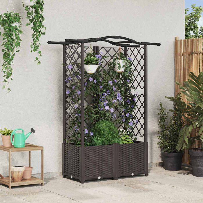 Pat Ridicat cu Trellis și Acoperiș Maro 122 x 40 x 141 cm PP WALTI