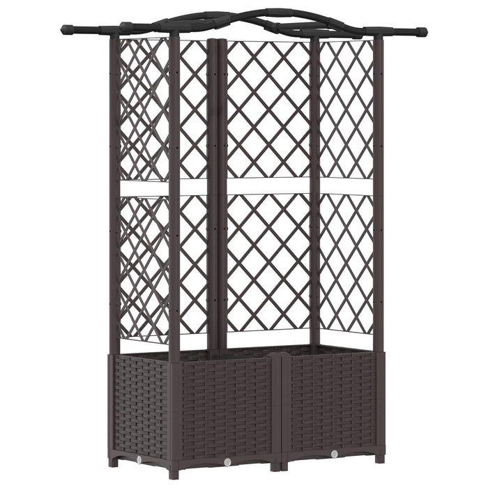 Pat Ridicat cu Trellis și Acoperiș Maro 122 x 40 x 141 cm PP WALTI