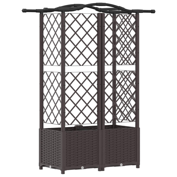 Pat Ridicat cu Trellis și Acoperiș Maro 122 x 40 x 141 cm PP WALTI