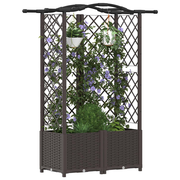 Pat Ridicat cu Trellis și Acoperiș Maro 122 x 40 x 141 cm PP WALTI