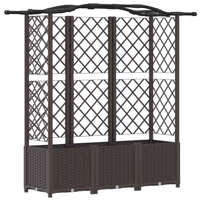 Pat Ridicat cu Trellis și Acoperiș Maro 163 x 40 x 141 cm PP WALTI