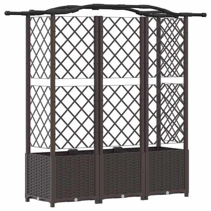 Pat Ridicat cu Trellis și Acoperiș Maro 163 x 40 x 141 cm PP WALTI