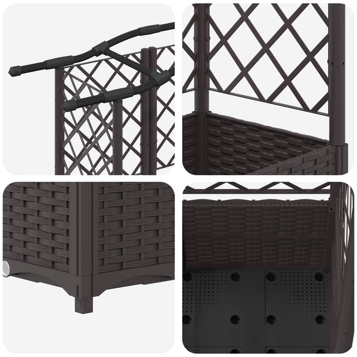 Pat Ridicat cu Trellis și Acoperiș Maro 204 x 40 x 141 cm PP WALTI
