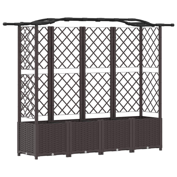 Pat Ridicat cu Trellis și Acoperiș Maro 204 x 40 x 141 cm PP WALTI