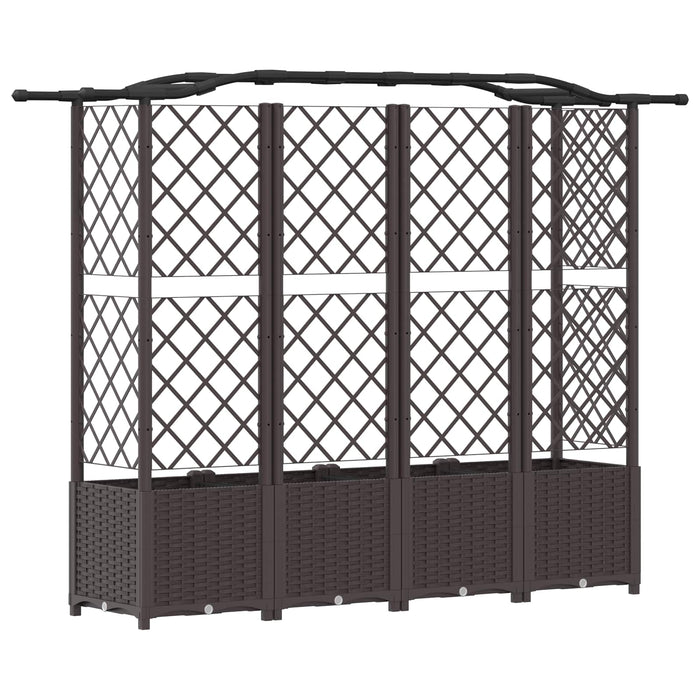 Pat Ridicat cu Trellis și Acoperiș Maro 204 x 40 x 141 cm PP WALTI