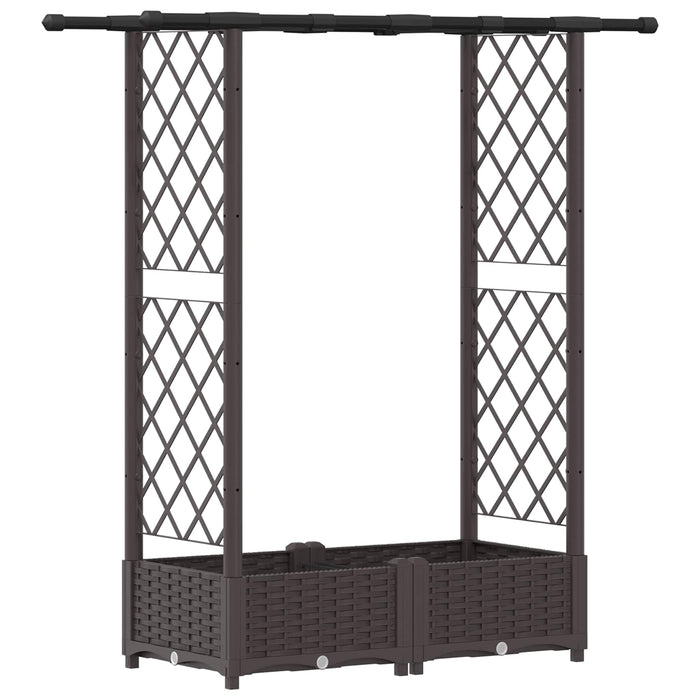 Pat Ridicat cu Trellis și Acoperiș Maro 122,5 x 40 x 123 cm PP WALTI