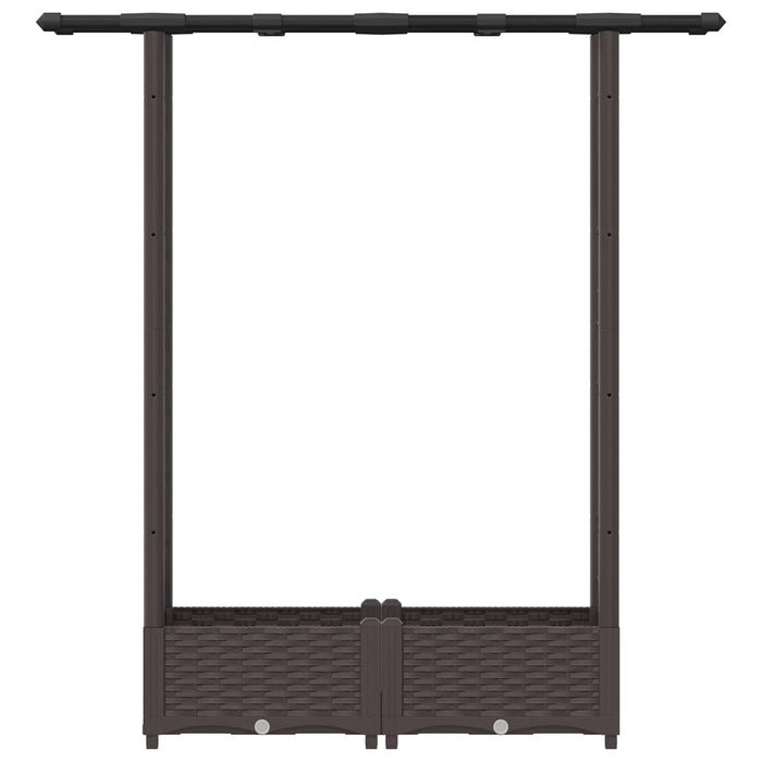 Pat Ridicat cu Trellis și Acoperiș Maro 122,5 x 40 x 123 cm PP WALTI