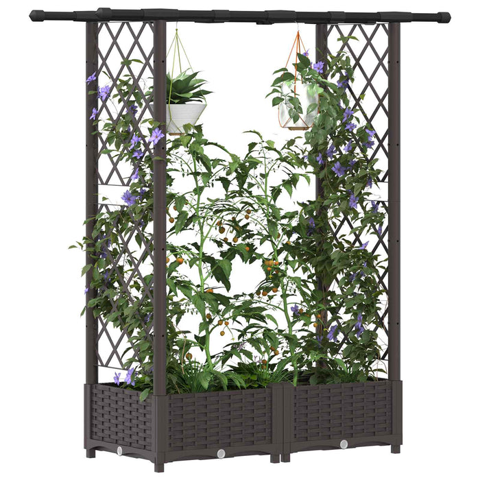 Pat Ridicat cu Trellis și Acoperiș Maro 122,5 x 40 x 123 cm PP WALTI