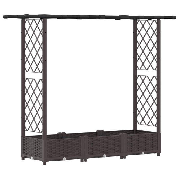 Pat Ridicat cu Trellis și Acoperiș Maro 164 x 40 x 123 cm PP WALTI
