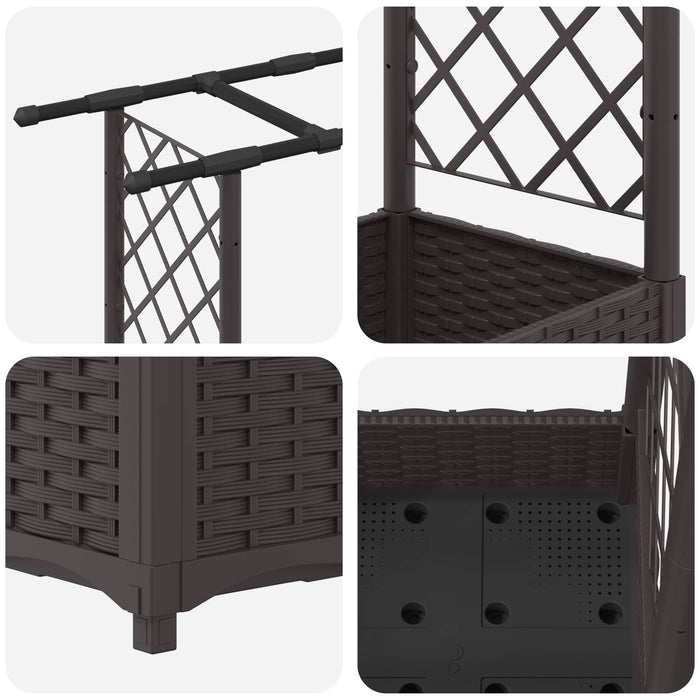 Pat Ridicat cu Trellis și Acoperiș Maro 203 x 40 x 123 cm PP WALTI