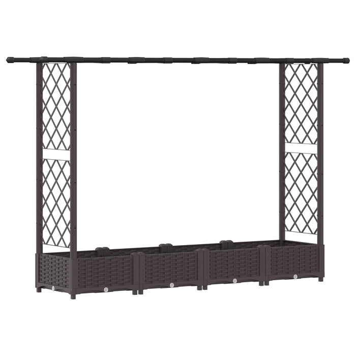Pat Ridicat cu Trellis și Acoperiș Maro 203 x 40 x 123 cm PP WALTI