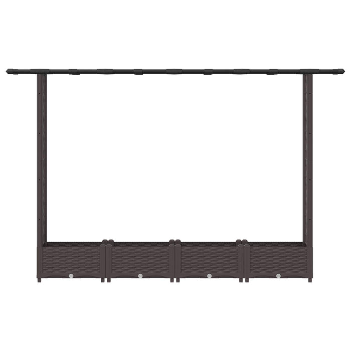 Pat Ridicat cu Trellis și Acoperiș Maro 203 x 40 x 123 cm PP WALTI