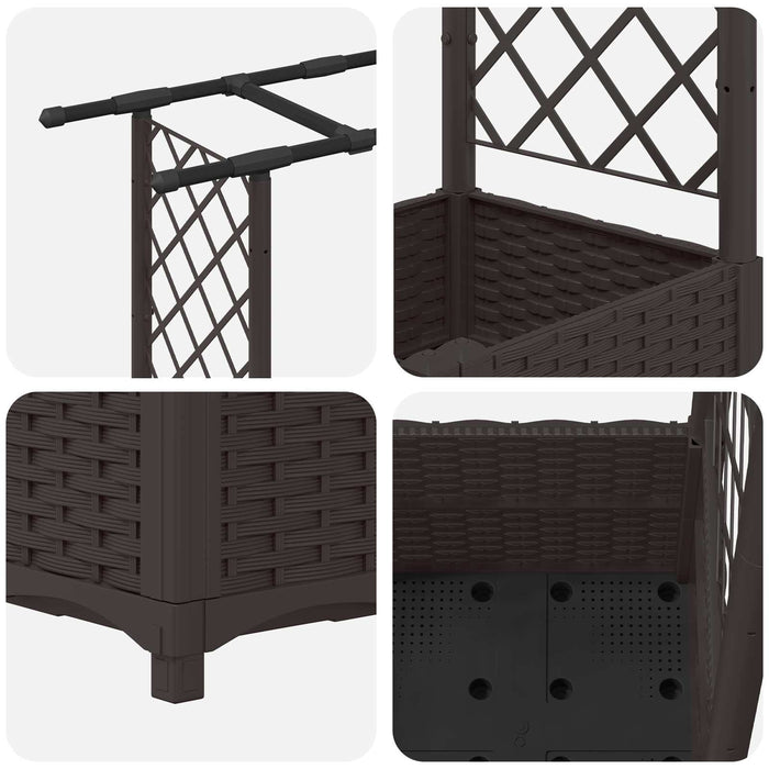 Pat Ridicat cu Trellis și Acoperiș Maro 124,5 x 40 x 138 cm PP WALTI