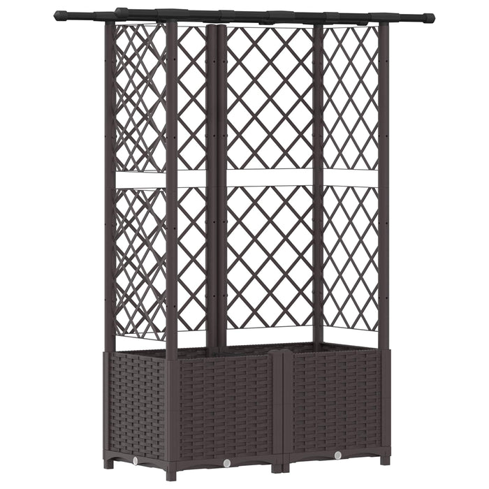 Pat Ridicat cu Trellis și Acoperiș Maro 124,5 x 40 x 138 cm PP WALTI