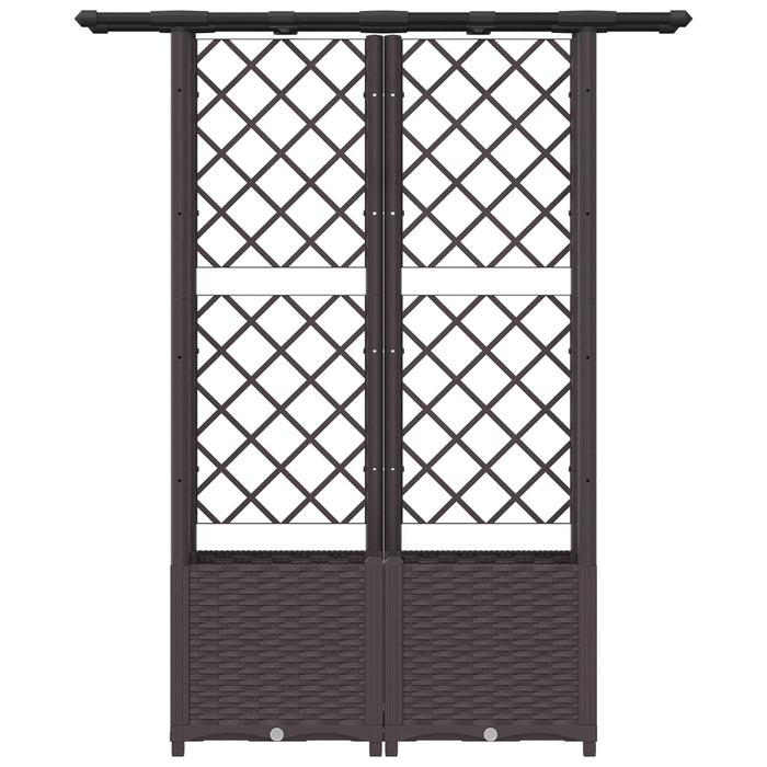 Pat Ridicat cu Trellis și Acoperiș Maro 124,5 x 40 x 138 cm PP WALTI
