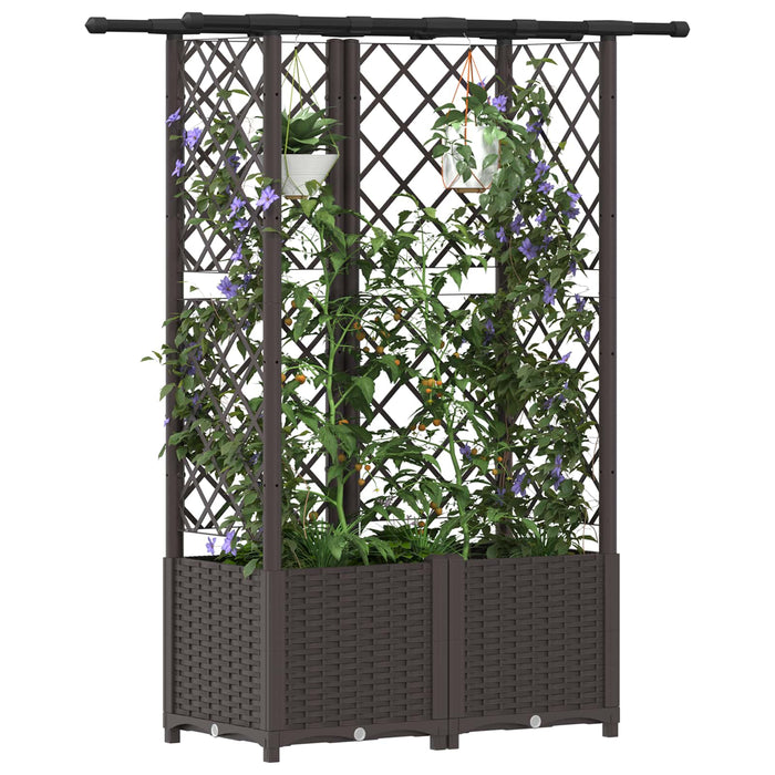 Pat Ridicat cu Trellis și Acoperiș Maro 124,5 x 40 x 138 cm PP WALTI
