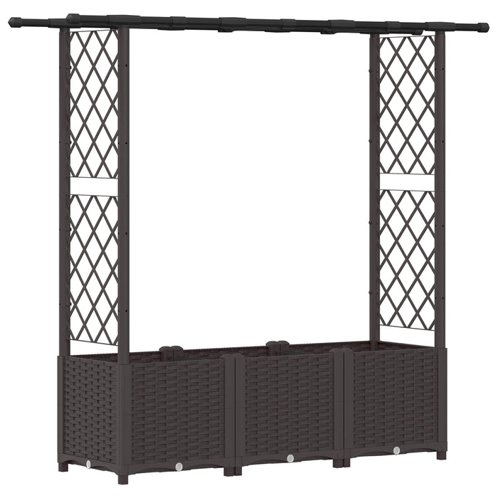 Pat Ridicat cu Trellis și Acoperiș Maro 162,5 x 40 x 138 cm PP WALTI