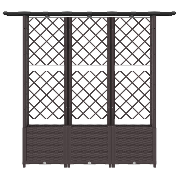 Pat Ridicat cu Trellis și Acoperiș Maro 162,5 x 40 x 138 cm PP WALTI
