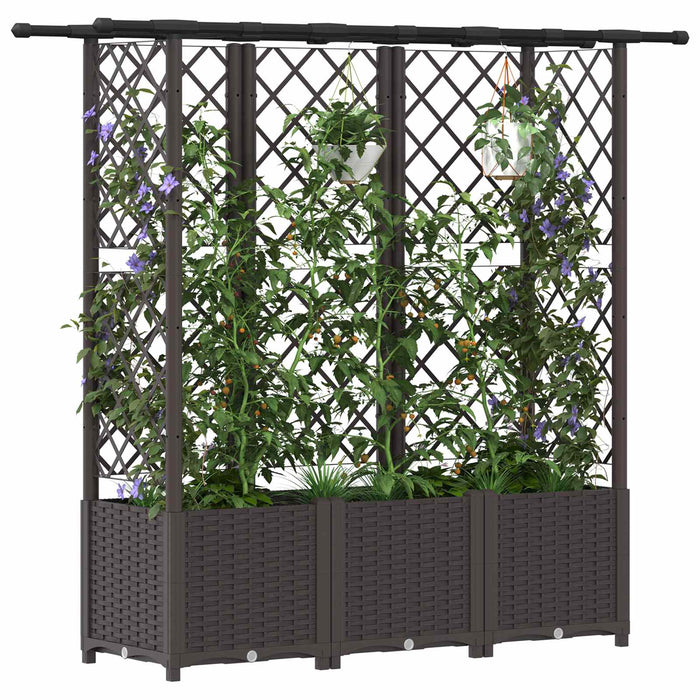 Pat Ridicat cu Trellis și Acoperiș Maro 162,5 x 40 x 138 cm PP WALTI