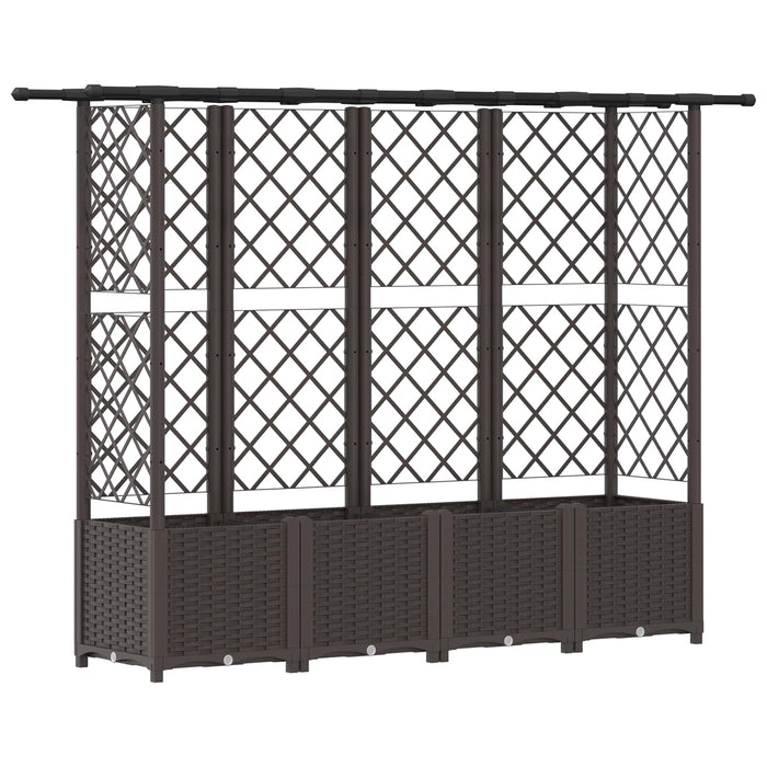 Pat Ridicat cu Trellis și Acoperiș Maro 203 x 40 x 138 cm PP WALTI