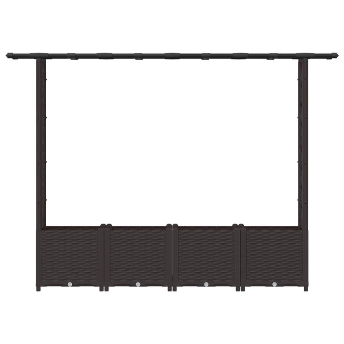 Pat Ridicat cu Trellis și Acoperiș Maro 203 x 40 x 138 cm PP WALTI