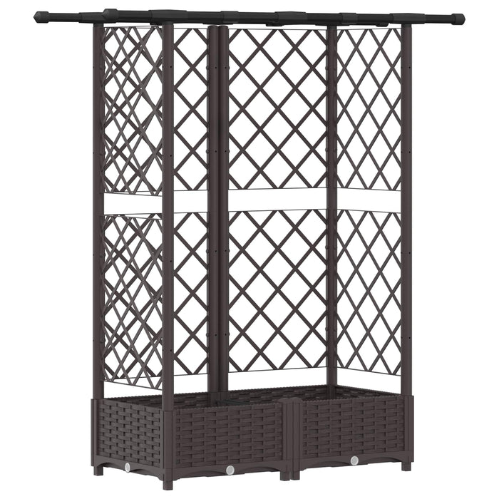 Pat Ridicat cu Trellis și Acoperiș Maro 124 x 40 x 123 cm PP WALTI