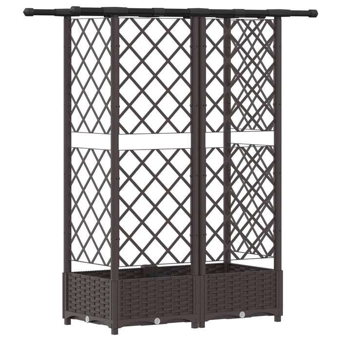 Pat Ridicat cu Trellis și Acoperiș Maro 124 x 40 x 123 cm PP WALTI