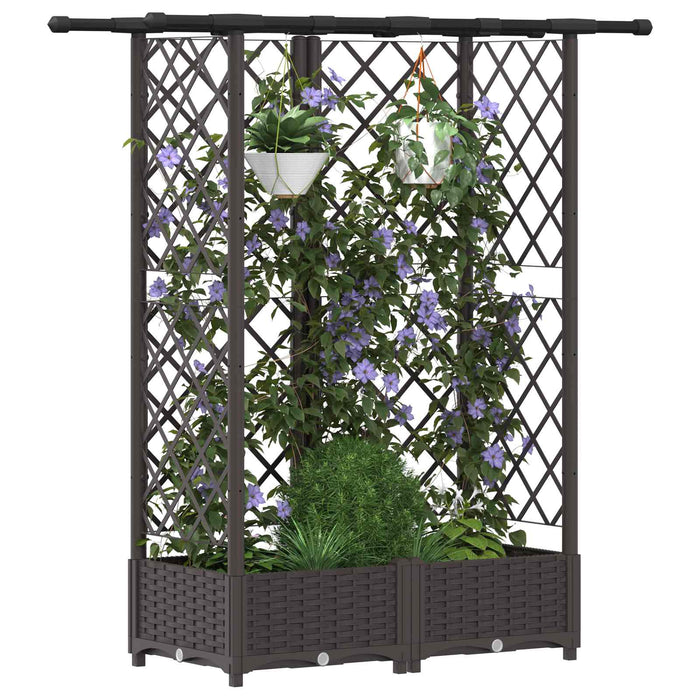 Pat Ridicat cu Trellis și Acoperiș Maro 124 x 40 x 123 cm PP WALTI