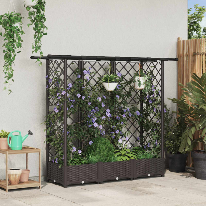 Pat Ridicat cu Trellis și Acoperiș Maro 164 x 40 x 123 cm PP WALTI
