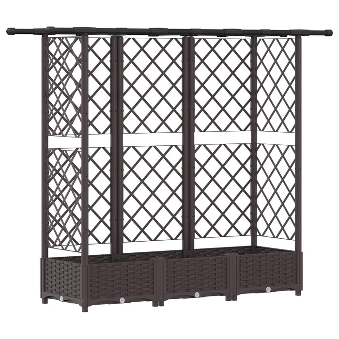 Pat Ridicat cu Trellis și Acoperiș Maro 164 x 40 x 123 cm PP WALTI