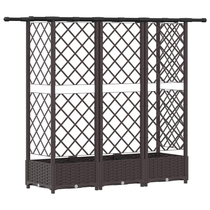 Pat Ridicat cu Trellis și Acoperiș Maro 164 x 40 x 123 cm PP WALTI