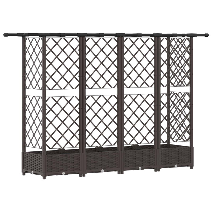Pat Ridicat cu Trellis și Acoperiș Maro 202,5 x 40 x 123 cm PP WALTI