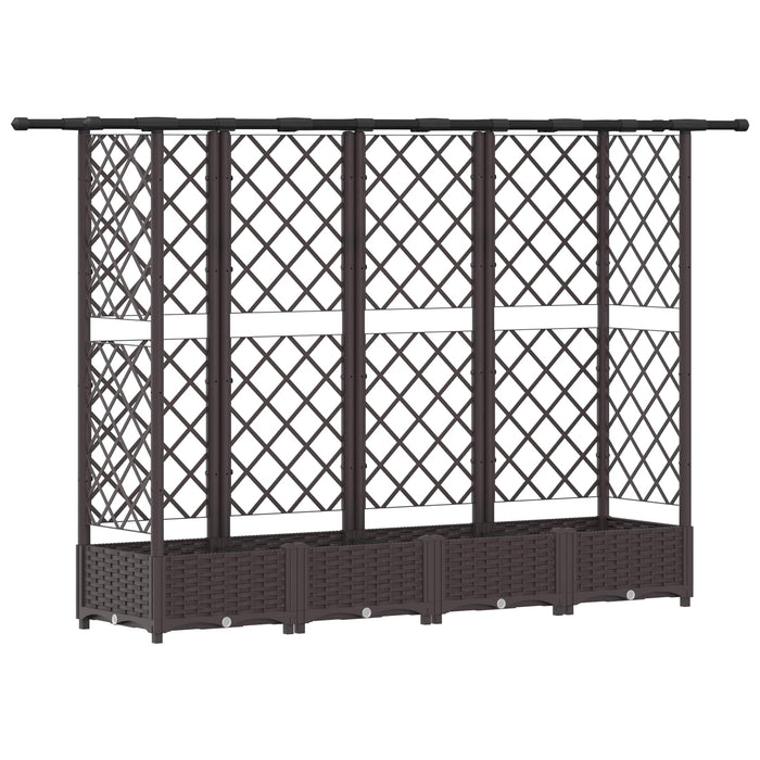Pat Ridicat cu Trellis și Acoperiș Maro 202,5 x 40 x 123 cm PP WALTI
