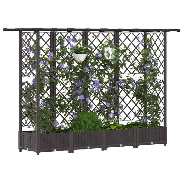 Pat Ridicat cu Trellis și Acoperiș Maro 202,5 x 40 x 123 cm PP WALTI