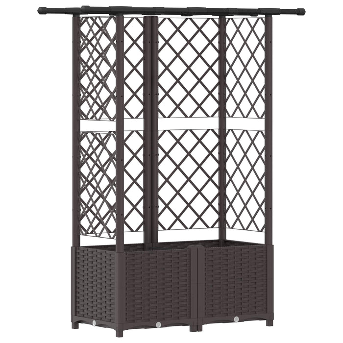 Pat Ridicat cu Trellis și Acoperiș Maro 124 x 40 x 138 cm PP WALTI