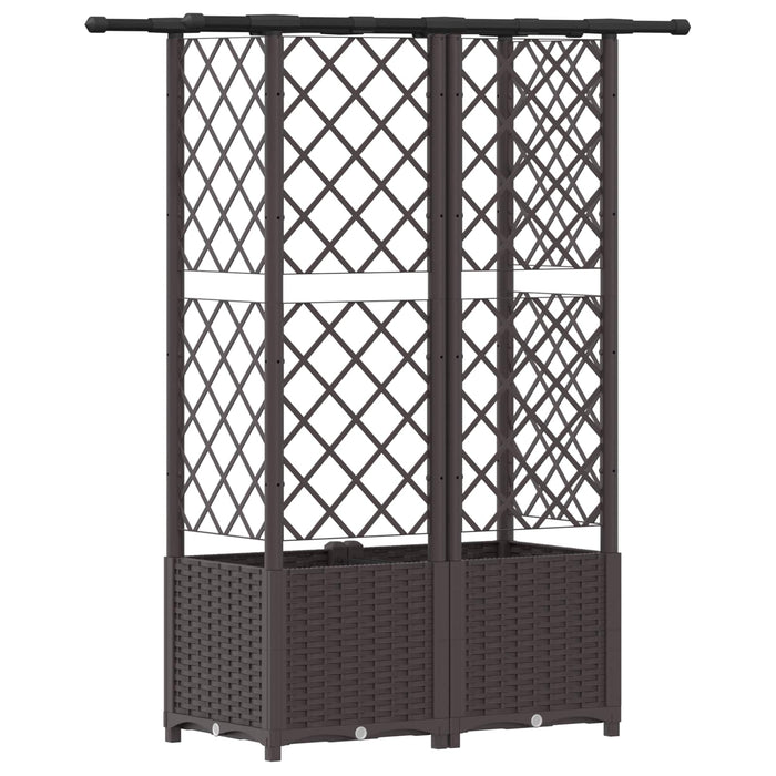 Pat Ridicat cu Trellis și Acoperiș Maro 124 x 40 x 138 cm PP WALTI