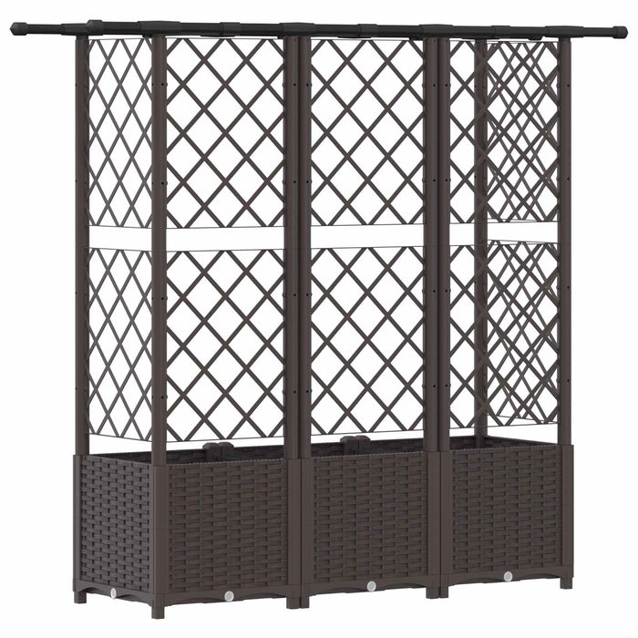 Pat Ridicat cu Trellis și Acoperiș Maro 163,5 x 40 x 138 cm PP WALTI