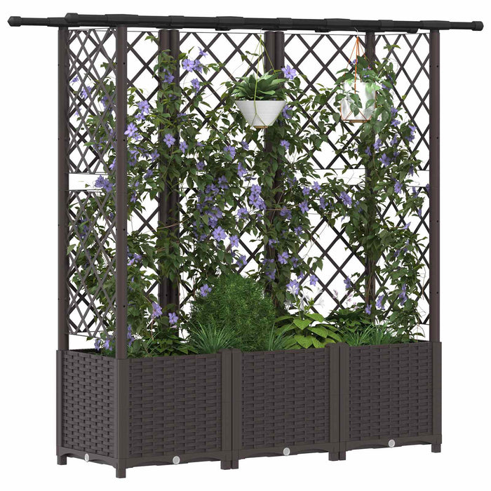 Pat Ridicat cu Trellis și Acoperiș Maro 163,5 x 40 x 138 cm PP WALTI