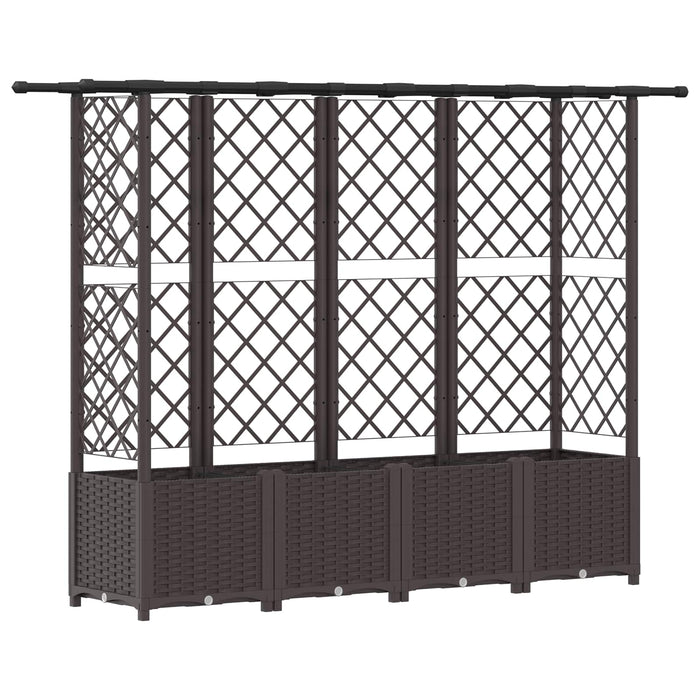 Pat Ridicat cu Trellis și Acoperiș Maro 202 x 40 x 138 cm PP WALTI