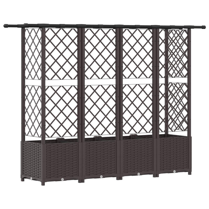 Pat Ridicat cu Trellis și Acoperiș Maro 202 x 40 x 138 cm PP WALTI