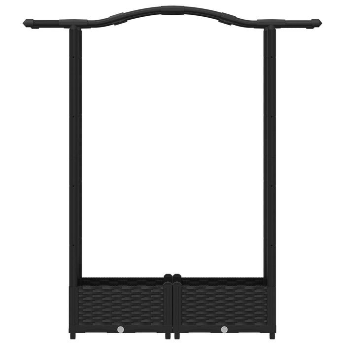Pat Ridicat cu Trellis și Acoperiș Negru 124 x 40 x 125 cm PP WALTI