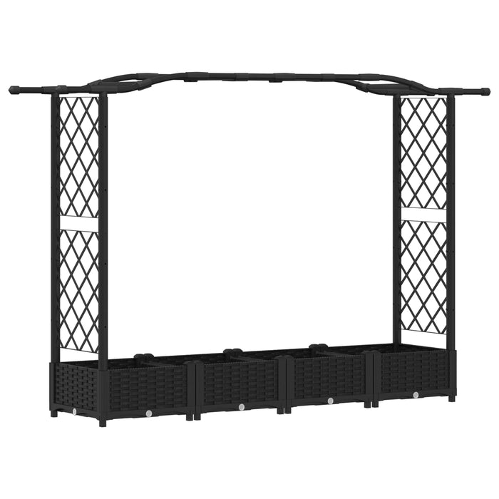 Pat Ridicat cu Trellis și Acoperiș Negru 207 x 40 x 126 cm PP WALTI