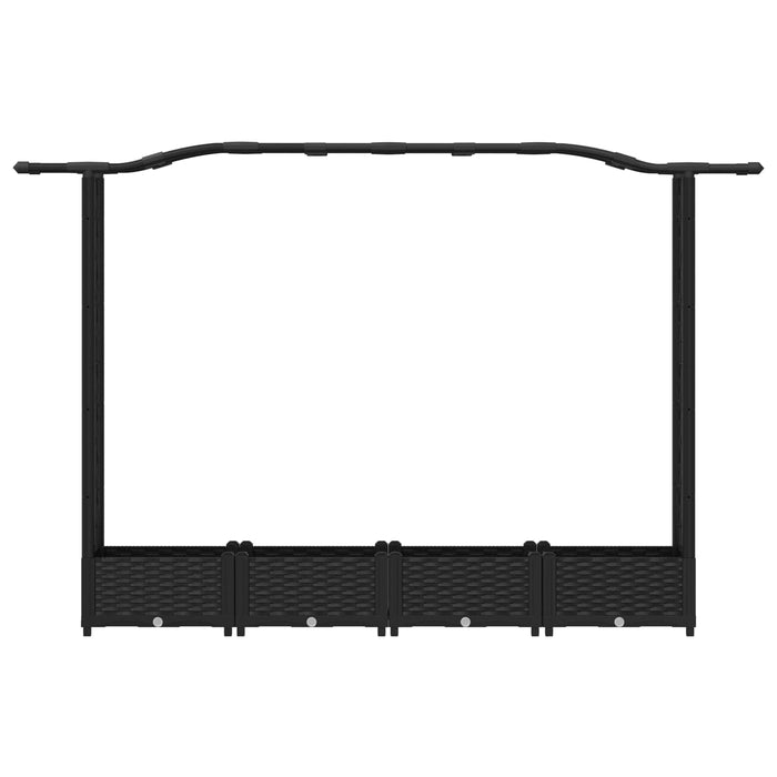 Pat Ridicat cu Trellis și Acoperiș Negru 207 x 40 x 126 cm PP WALTI